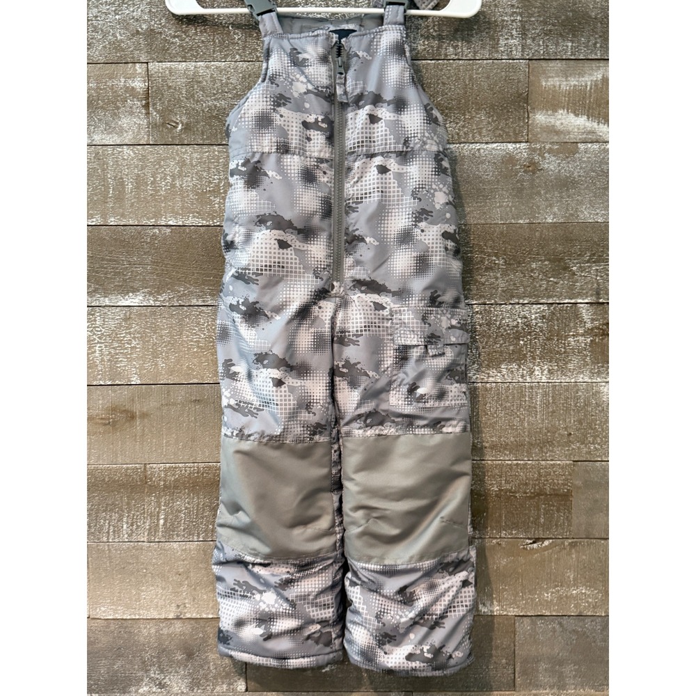 London Fog Snow Bibs Kids Size 5-6 Grey Camo